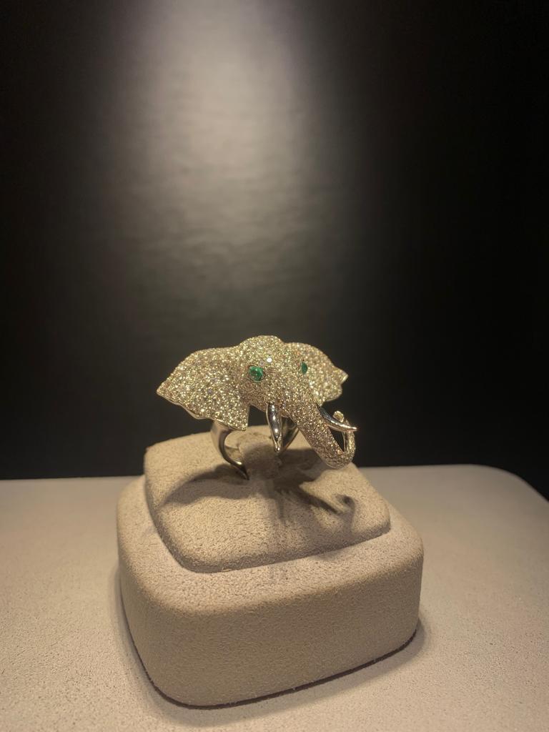 Brilliant Cut Monan Another World 5.78 Carat Diamond Elephant Ring For Sale