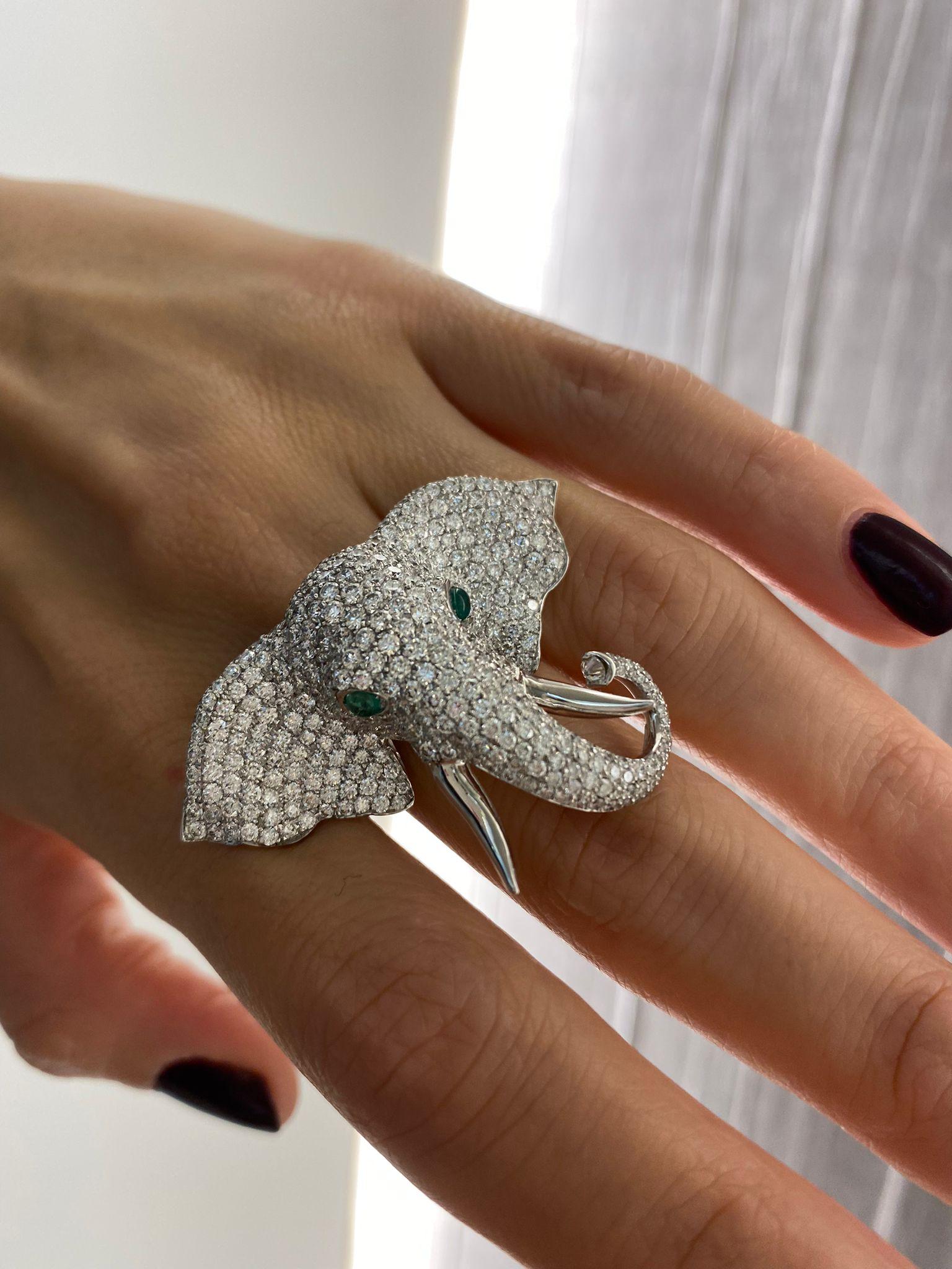 Monan Another World 5.78 Carat Diamond Elephant Ring In New Condition For Sale In Istanbul, TR