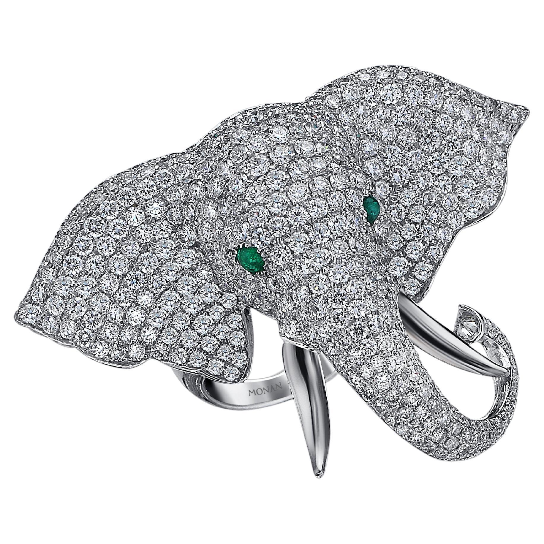 Monan Another World 5.78 Carat Diamond Elephant Ring For Sale