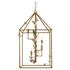 Monarch Butterfly Lantern in Aged Gold