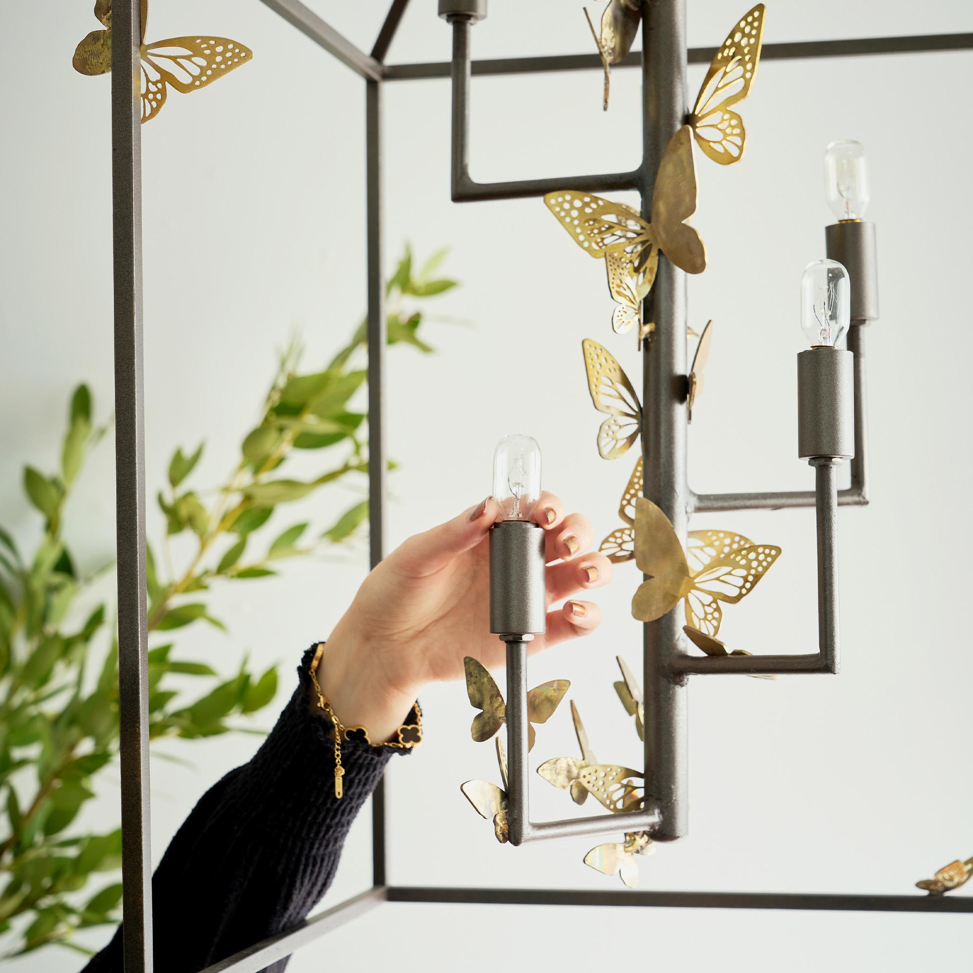 American Monarch Butterfly Lantern in Brilliant Gold For Sale
