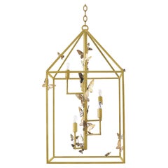 Lanterne papillon Monarch en or brillant