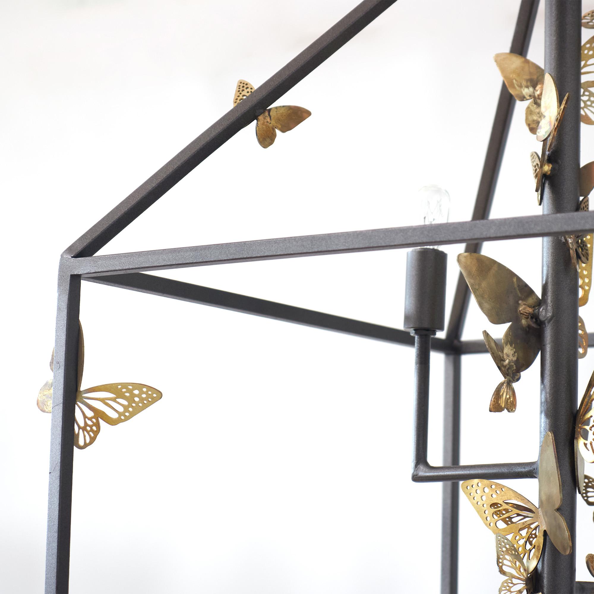 Contemporary Monarch Butterfly Lantern in Tobacco For Sale