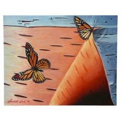Monarch Butterfly Painting Wall Art Acrylic by Randall Seals 16x20 inches