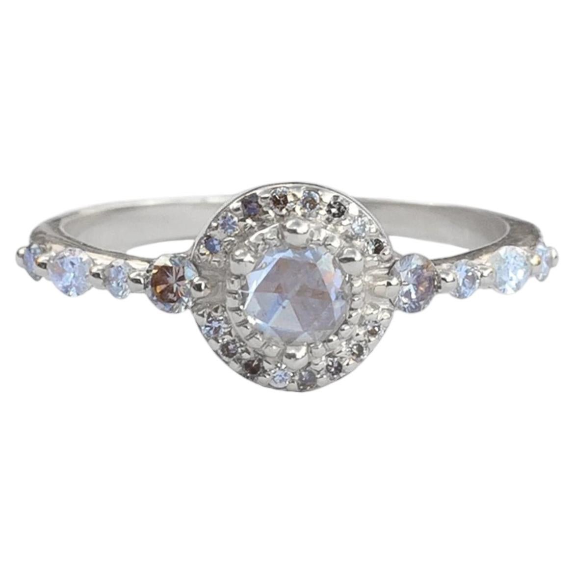 Monarch Engagement Ring In 14k White Gold & Diamonds By Anastassia Sel Jewelry