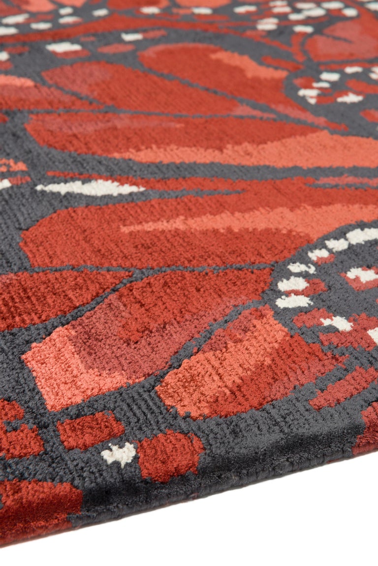 Monarch Fire HandKnotted 6x4 Floor Rug in Silk by Alexander McQueen