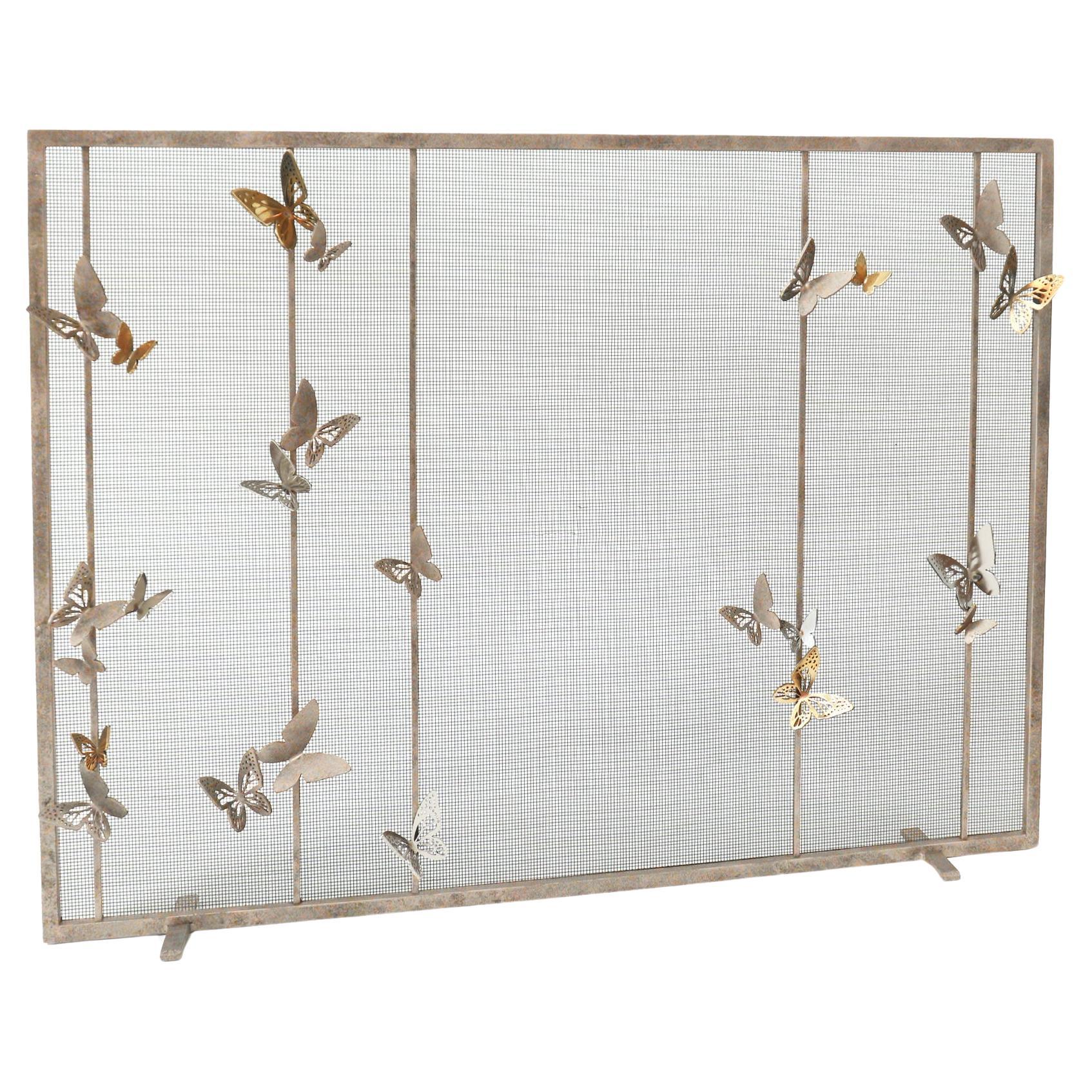 Monarch Fireplace Screen in Aged Silver  For Sale