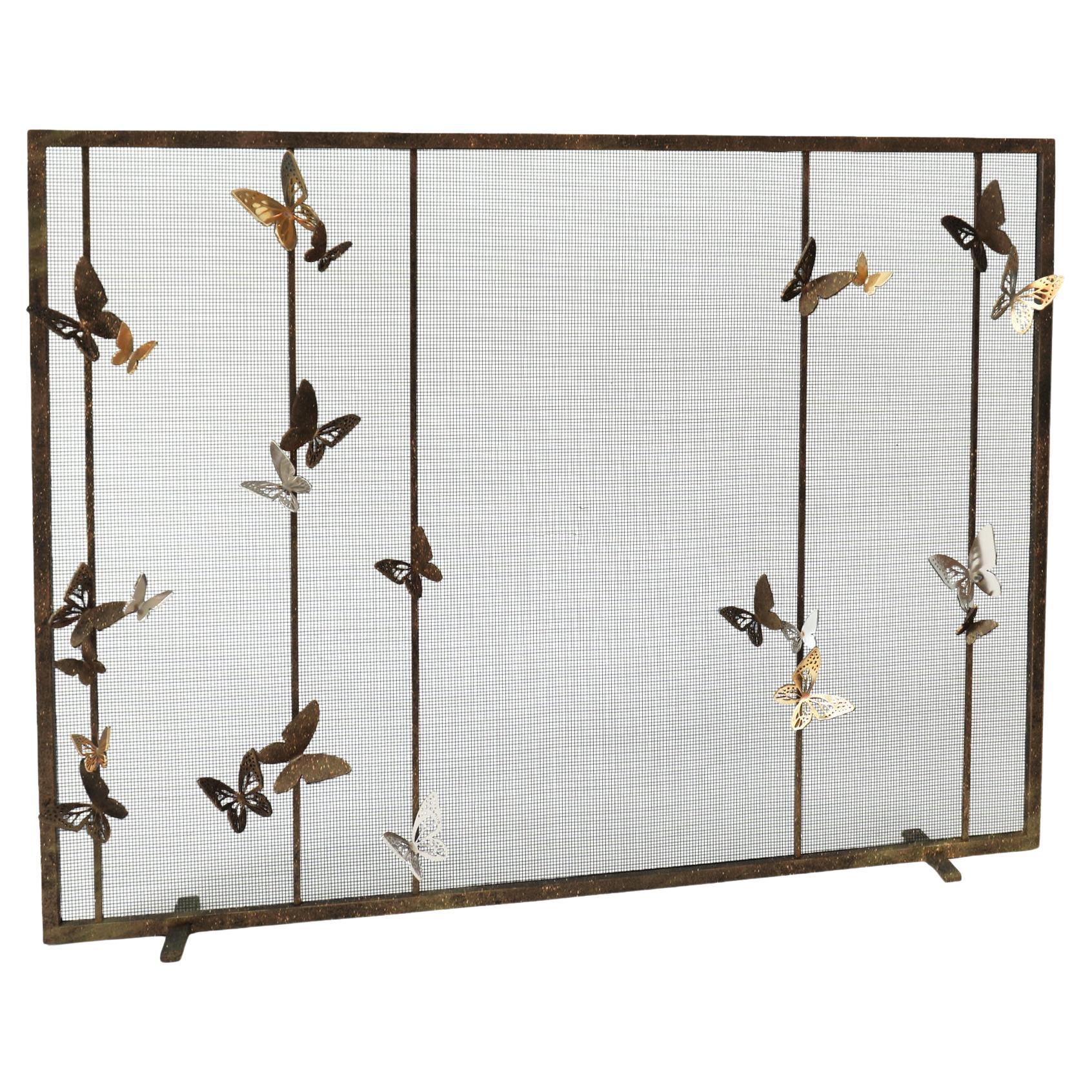 Monarch Fireplace Screen in Gold Rubbed Black  For Sale
