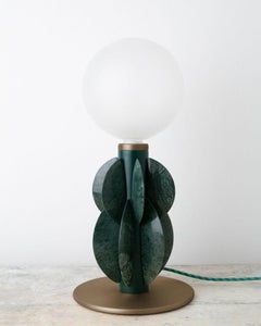 Luxury Natural Marble and Bronze Table Lamp with Glass Globe Monarch, Carla Baz
