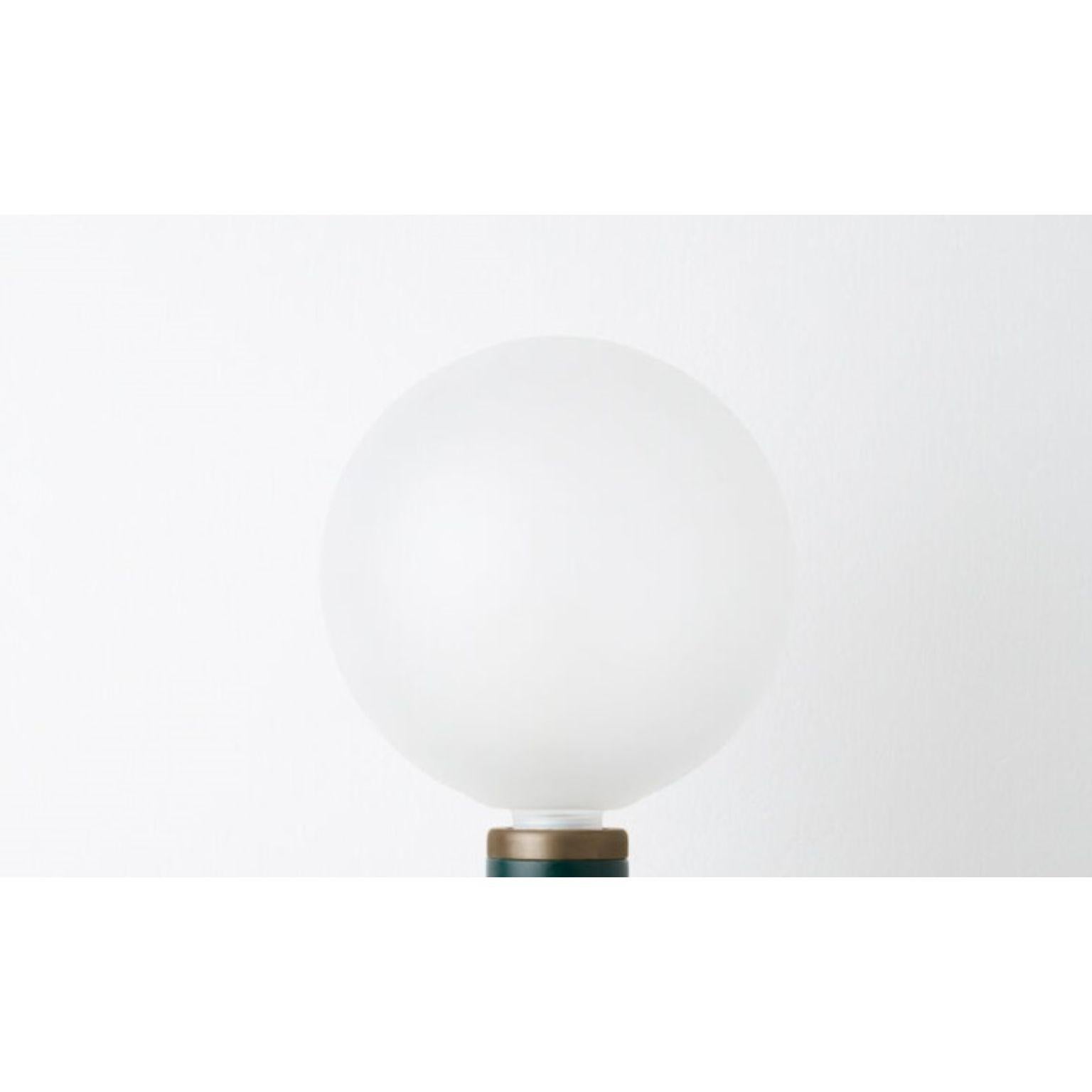 Brushed Luxury Stainless Steel and Marble Table Lamp with Glass Globe Monarch, Carla Baz For Sale
