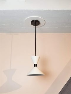 'Monarch' Pendant Lamp in Oil-Rubbed Bronze and White Enamel, Blueprint Lighting