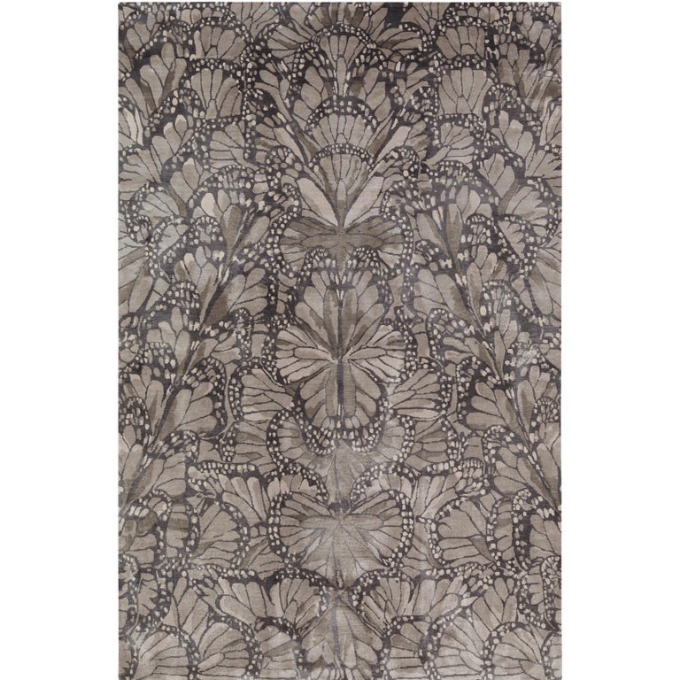 Monarch Smoke Hand Knotted 6x4 Floor Rug In Silk By
