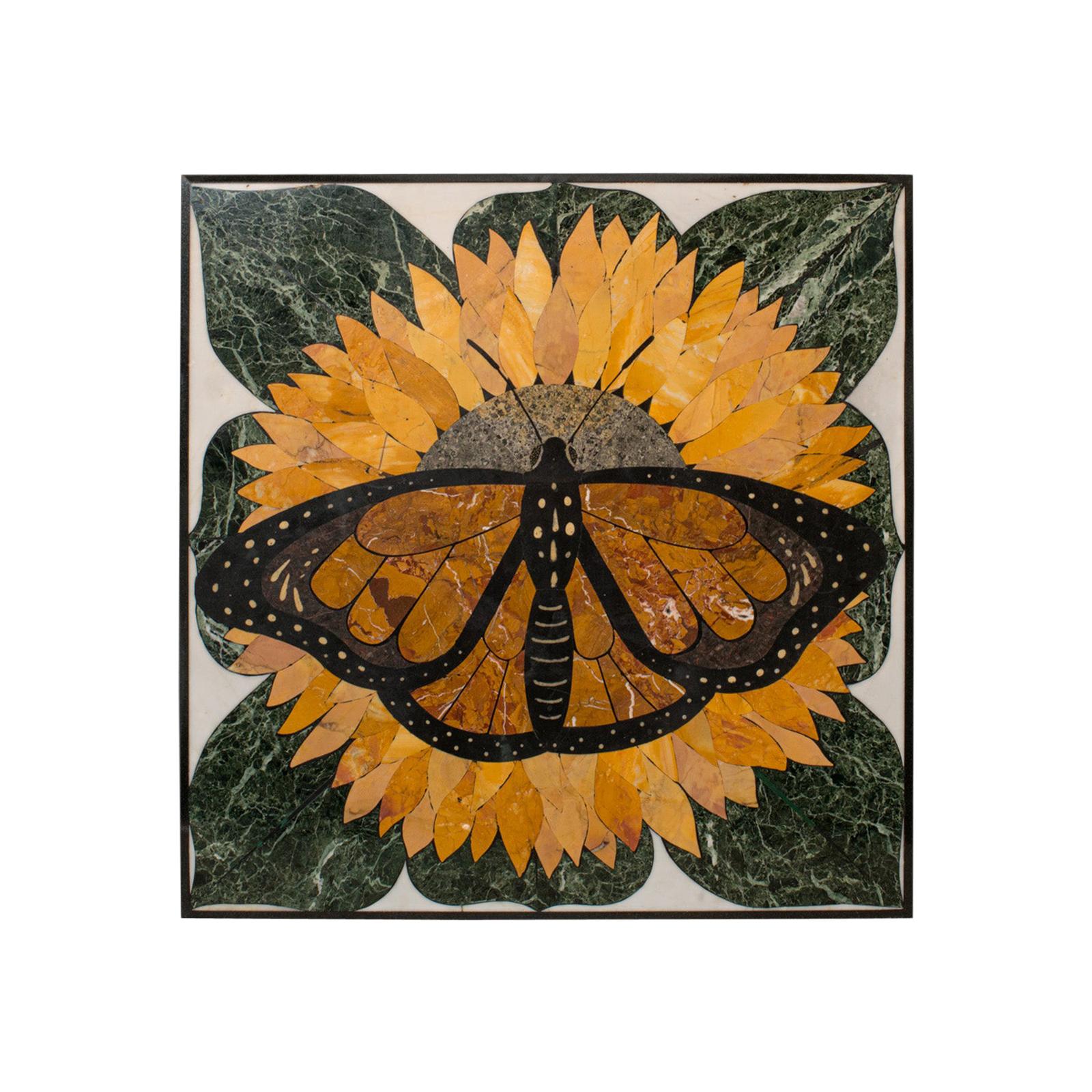 'Monarch', Vintage Butterfly Pietra Dura, English, Decorative, Wall, Table Top