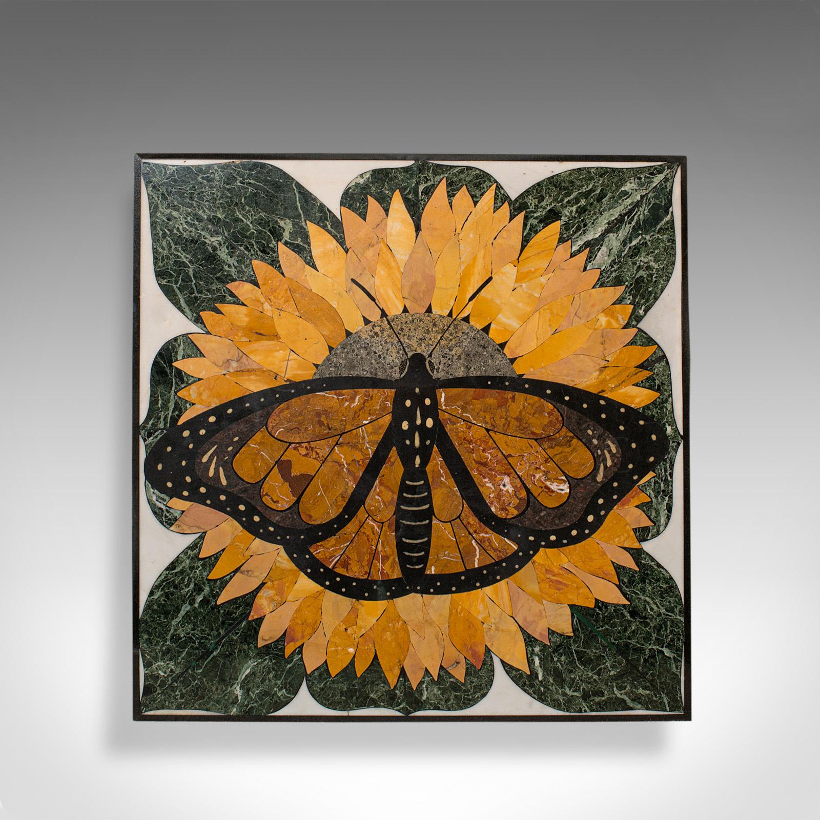 20th Century 'Monarch', Vintage Butterfly Pietra Dura Table, English, Decorative, Marble For Sale