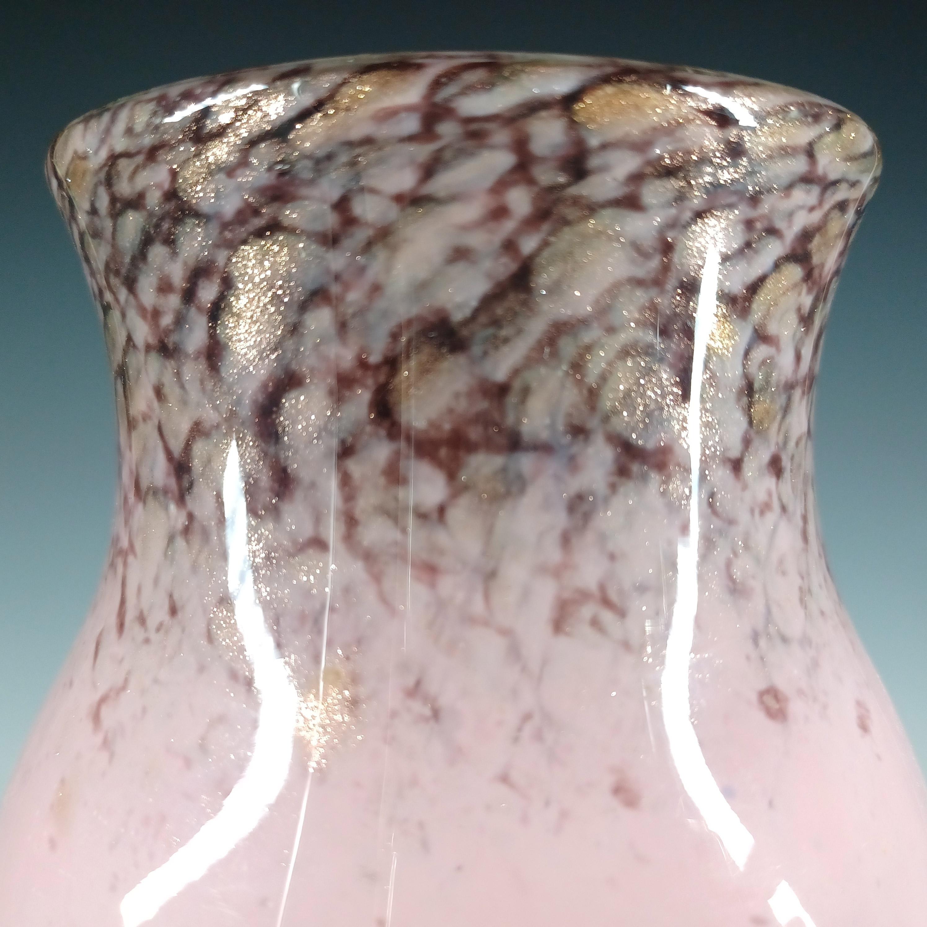 Hand-Crafted Monart SA.IX Pink Copper Aventurine Vintage Glass Vase For Sale