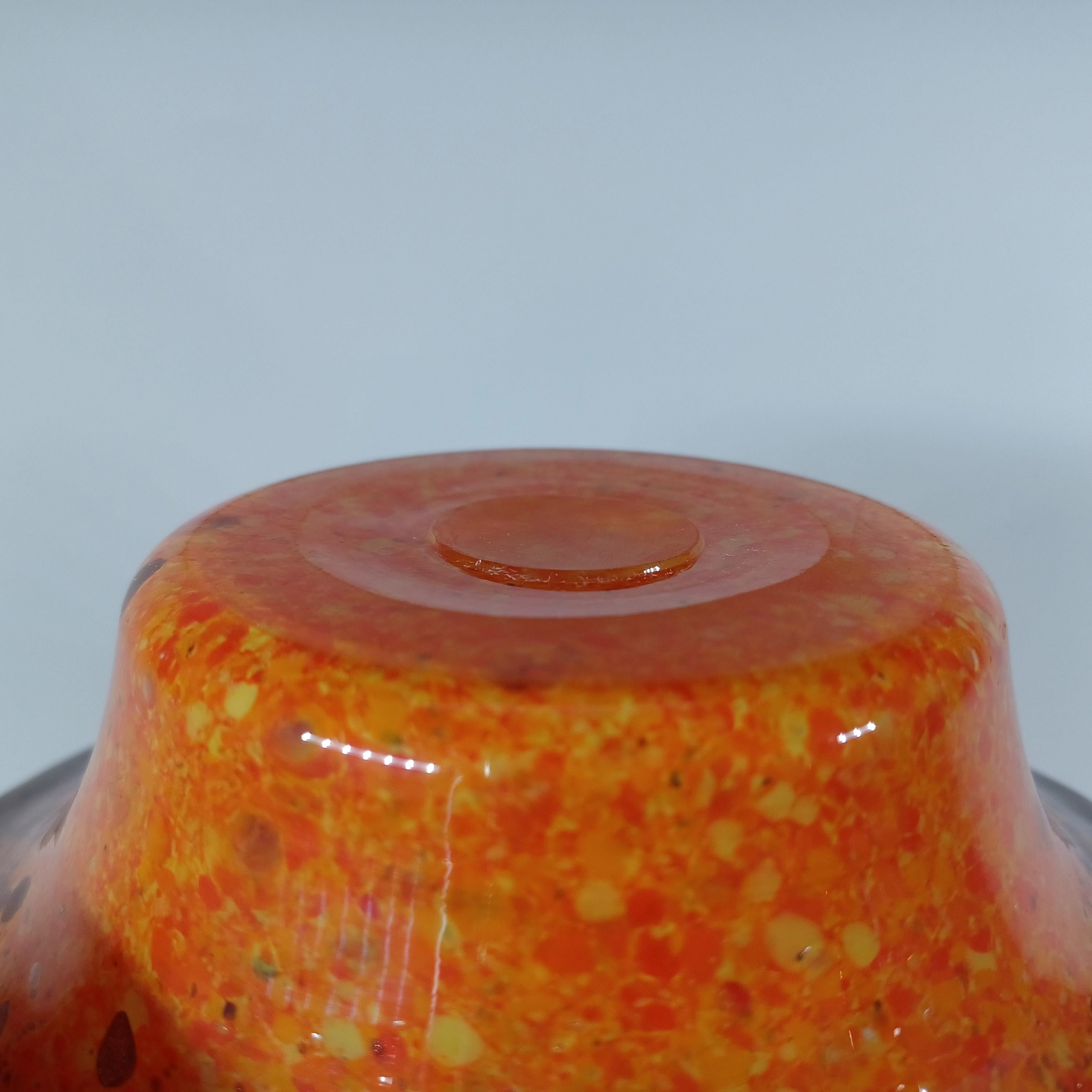 Monart UB Orange, Black & Copper Aventurine Vintage Glass Bowl For Sale 2