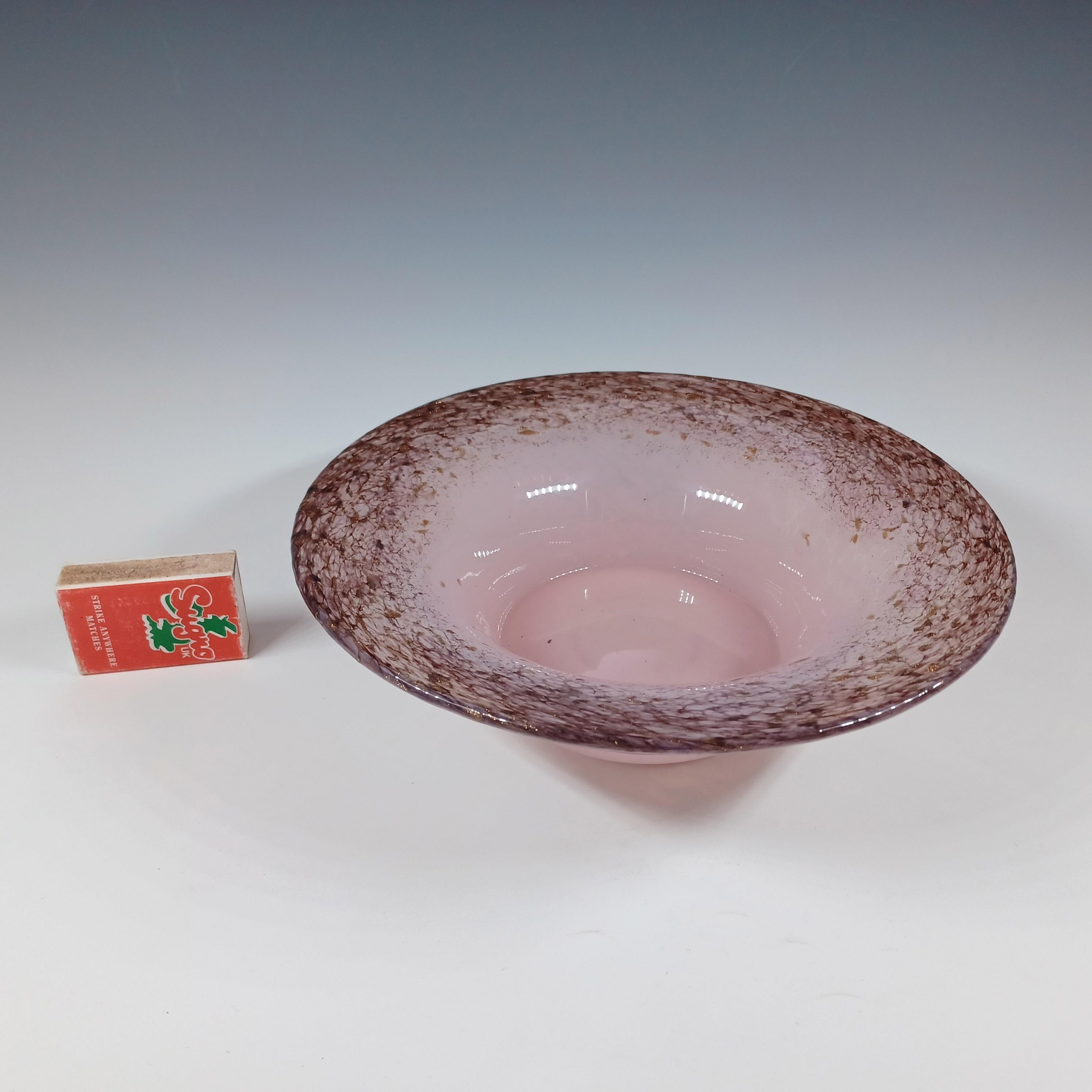 Monart UB.VII Pink Copper Aventurine Vintage Glass Bowl For Sale 4