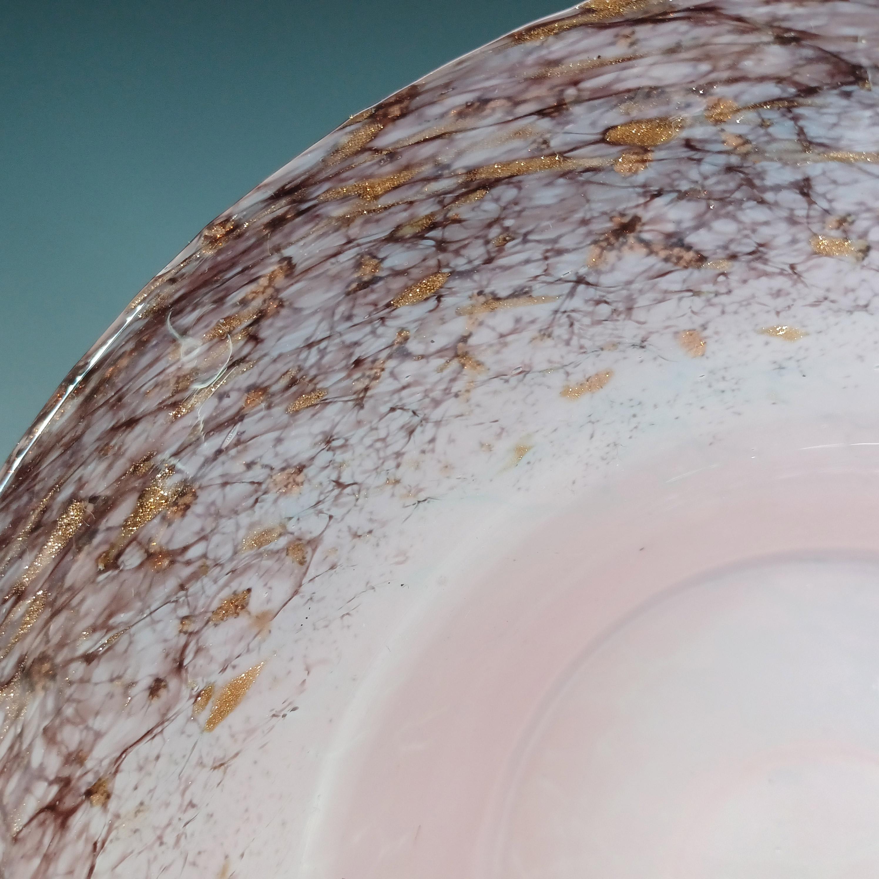 Mid-Century Modern Monart UB.VII Pink Copper Aventurine Vintage Glass Bowl For Sale