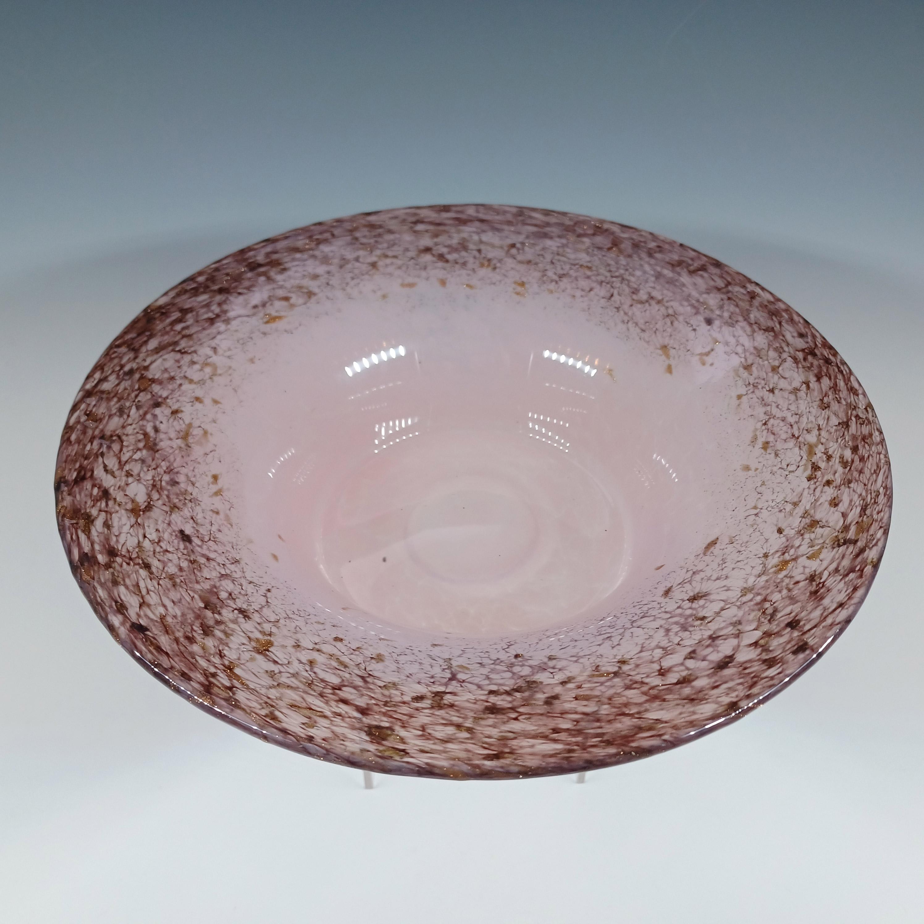 Mid-20th Century Monart UB.VII Pink Copper Aventurine Vintage Glass Bowl For Sale