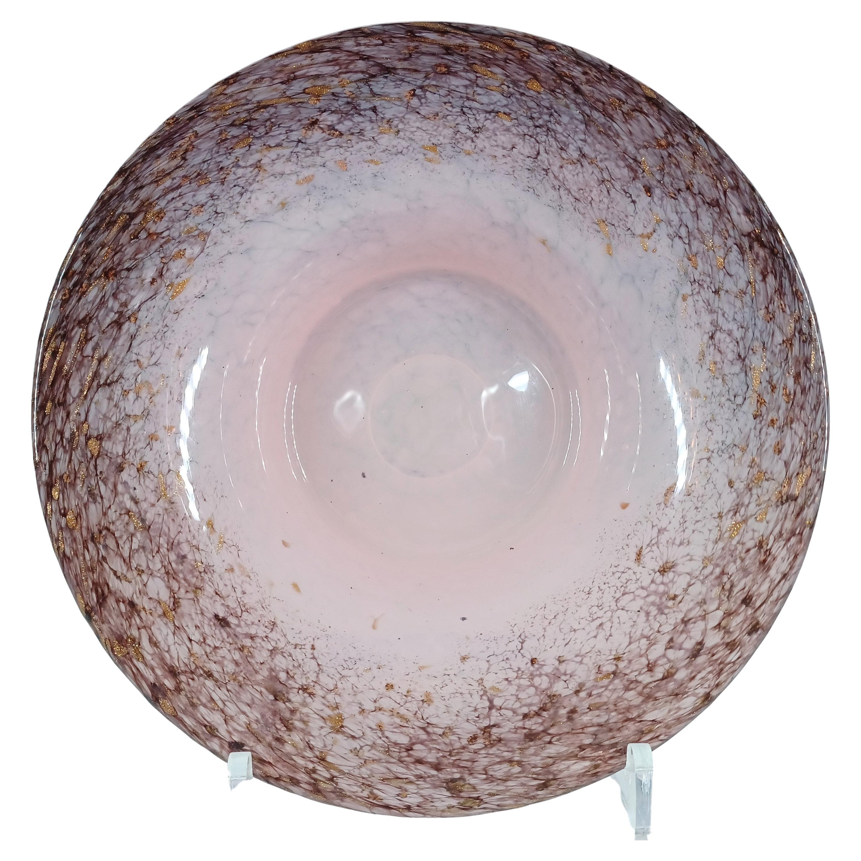 Monart UB.VII Pink Copper Aventurine Vintage Glass Bowl For Sale
