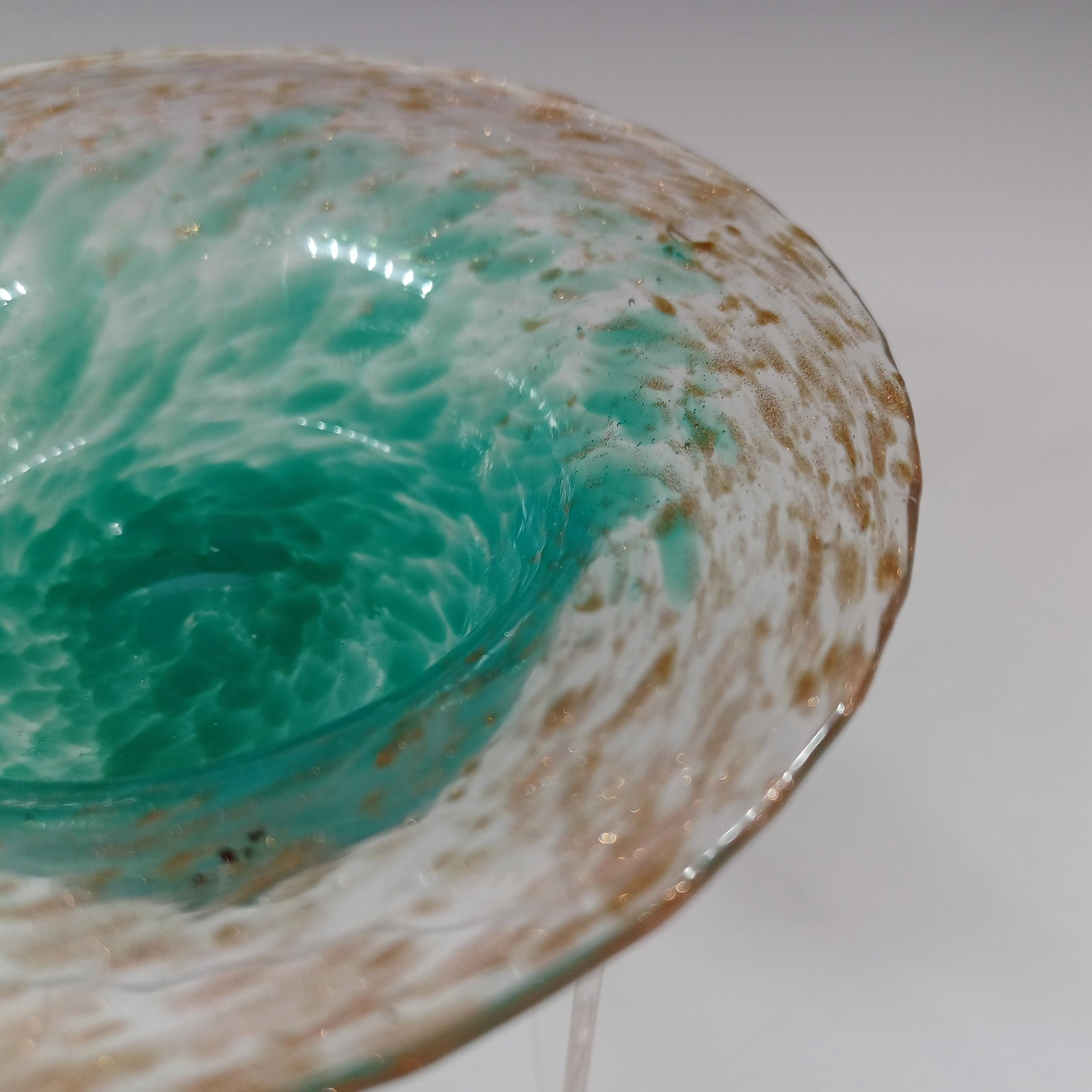 Monart UB.XI+ Green Copper Aventurine Vintage Glass Bowl For Sale 2