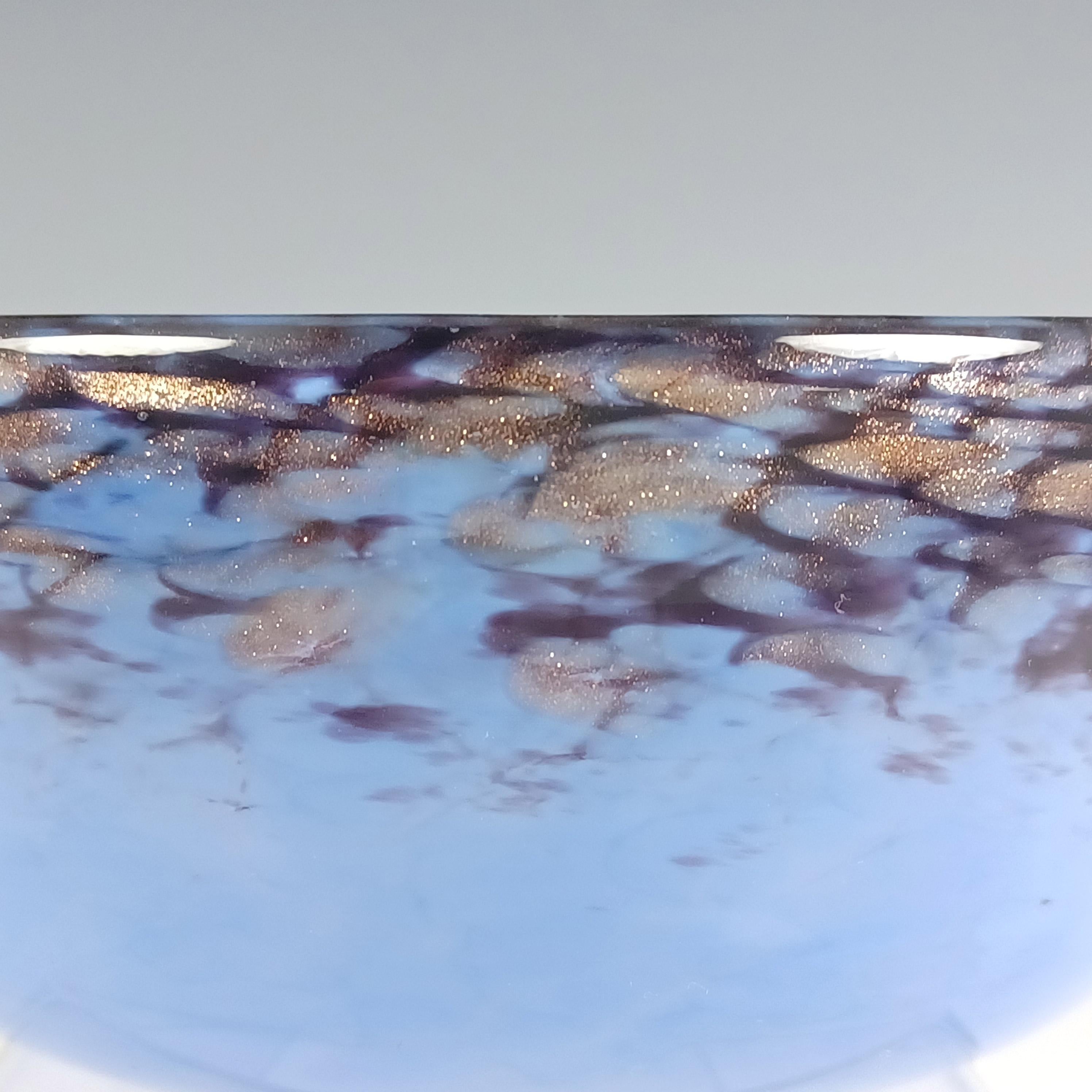 Britannico Ciotola in vetro avventurina vintage blu e nera Monart XI+.ZA in vendita