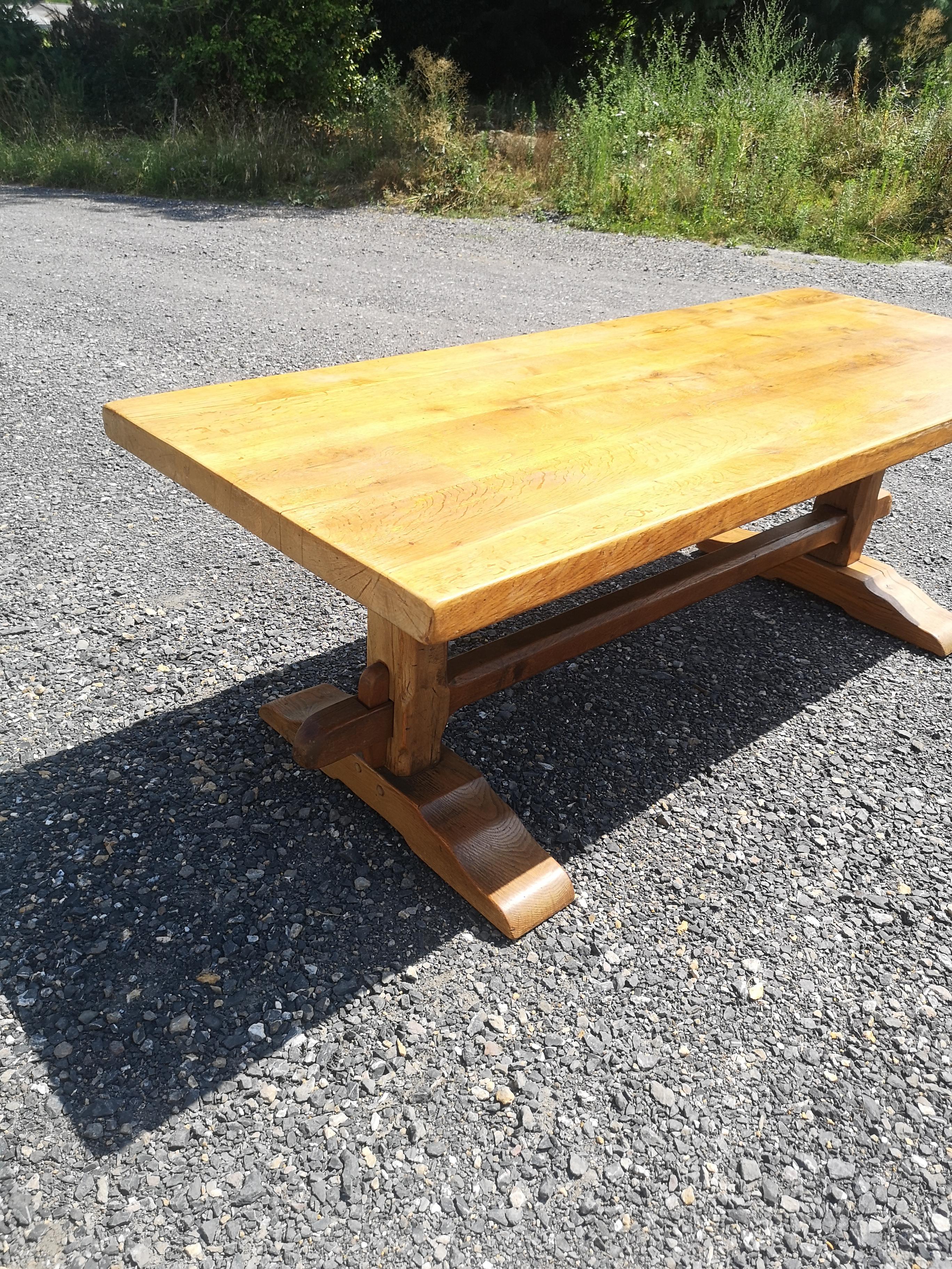 magnificent and imposing monastery table in solid oak tenon and mortise assembly circa 1900 thickness top 6.5 cm.Very nice honey-coloured patina.Very straight geometric lines that give a brutalist side to this magnificent table.

The rustic style