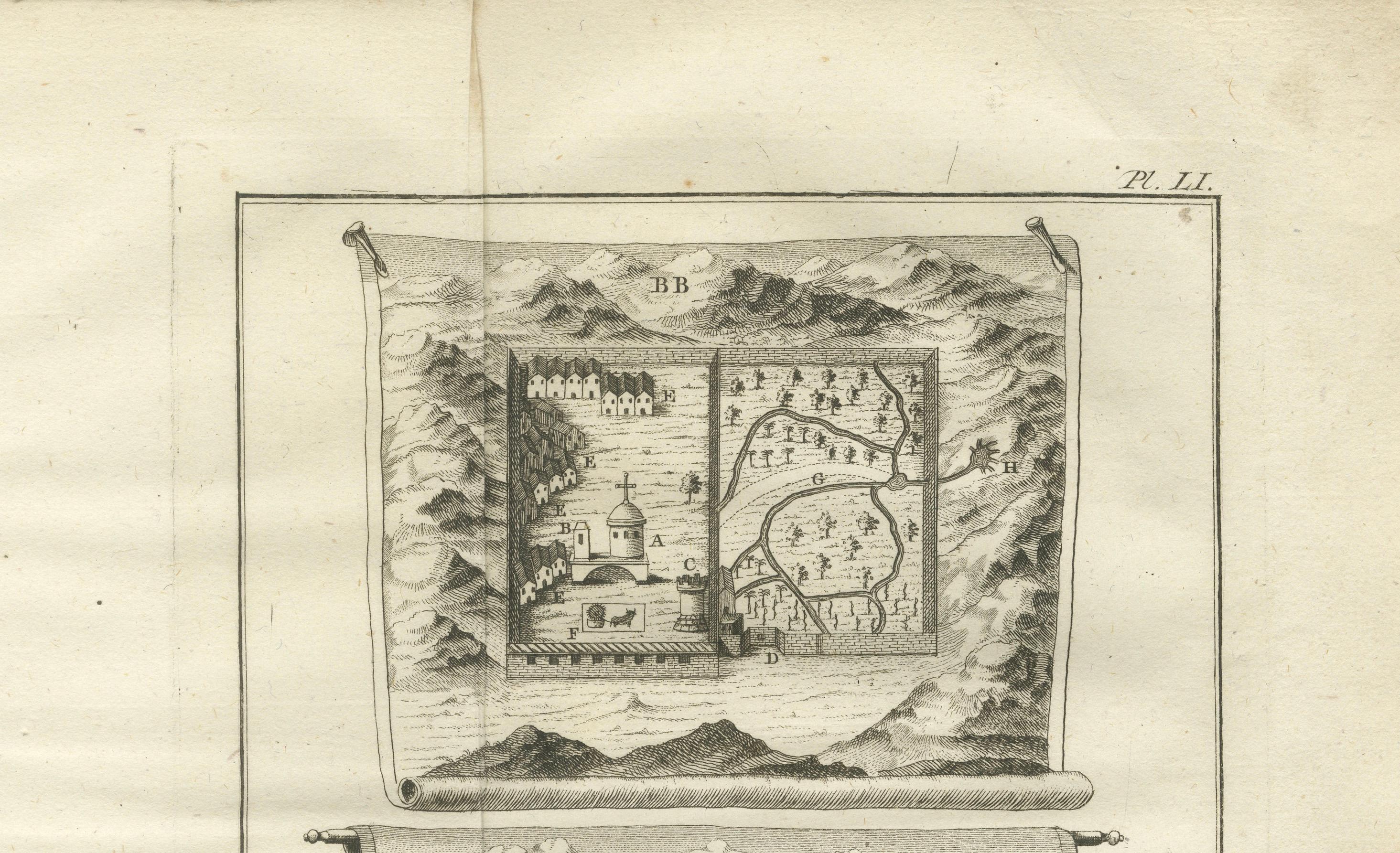Mapas de los monasterios de San Pablo y San Antonio en el desierto egipcio - c.1776 Holandés en venta