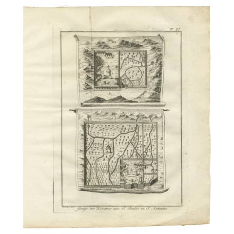 Monastery Maps of St. Paulus and St. Antonius in the Egyptian Desert – c.1776
