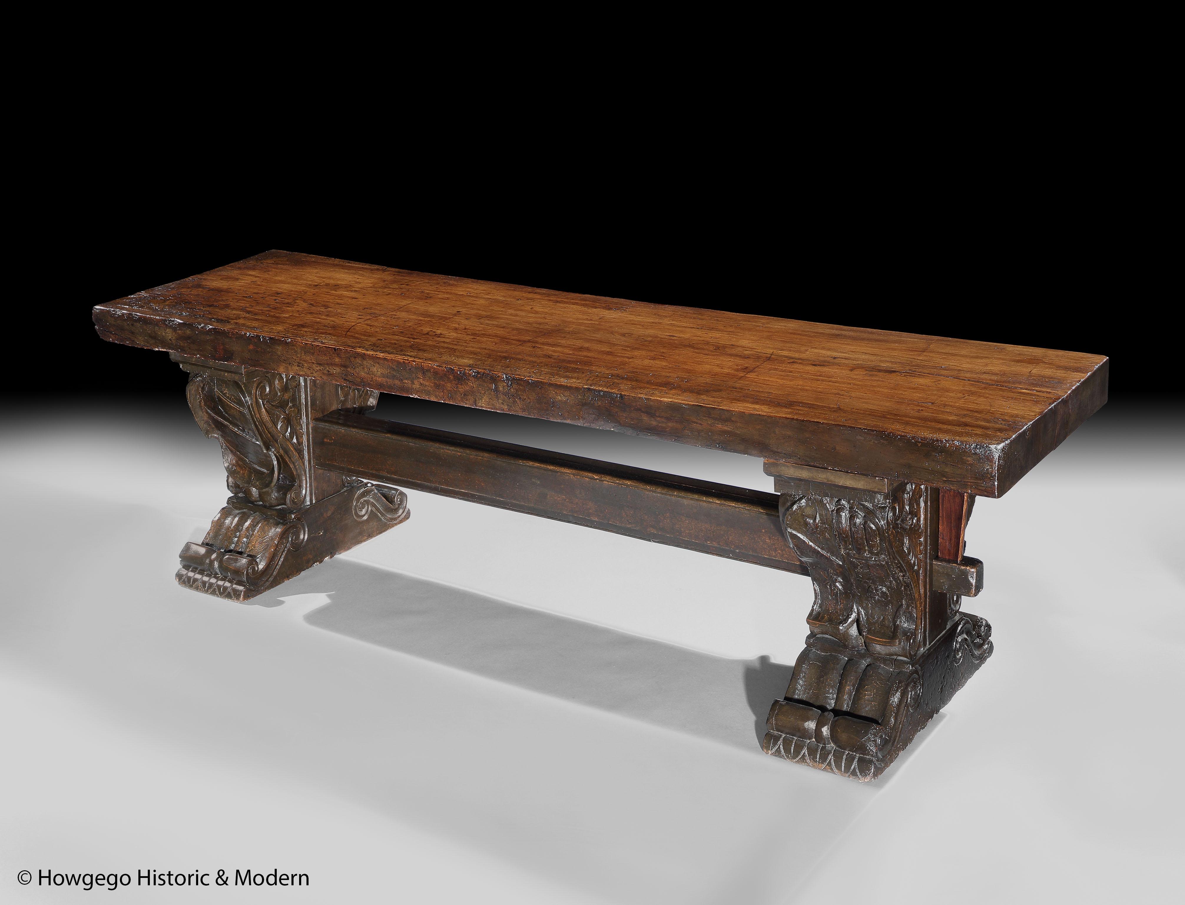 Mesa Caballete Monasterio Una Tabla Nogal Biscione Milan Armorial 14-16 asiento 10ft Italiano en venta