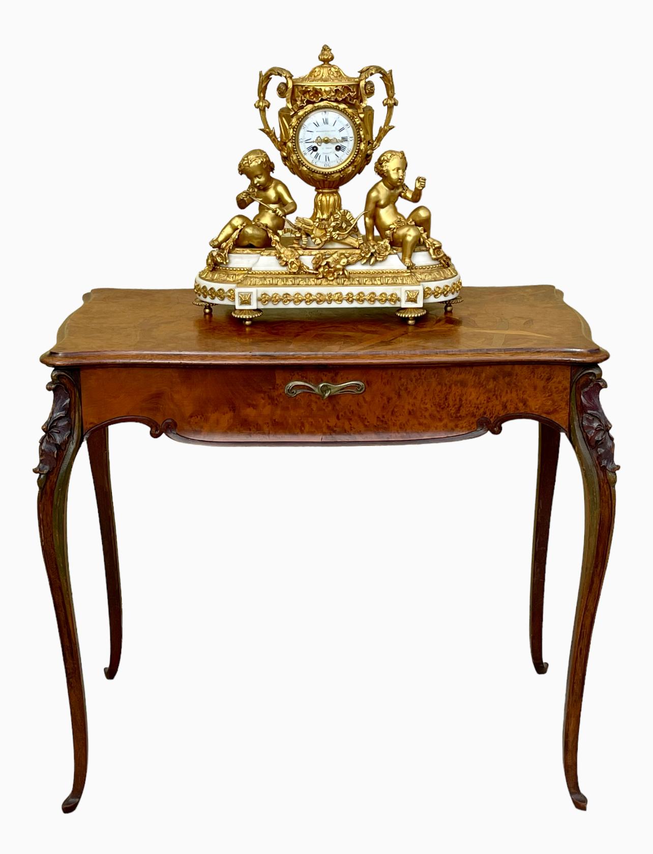 MONBRO Aîné Son & JACQUIER - Bronze and Marble Clock with Puttis, XIXth century For Sale 6
