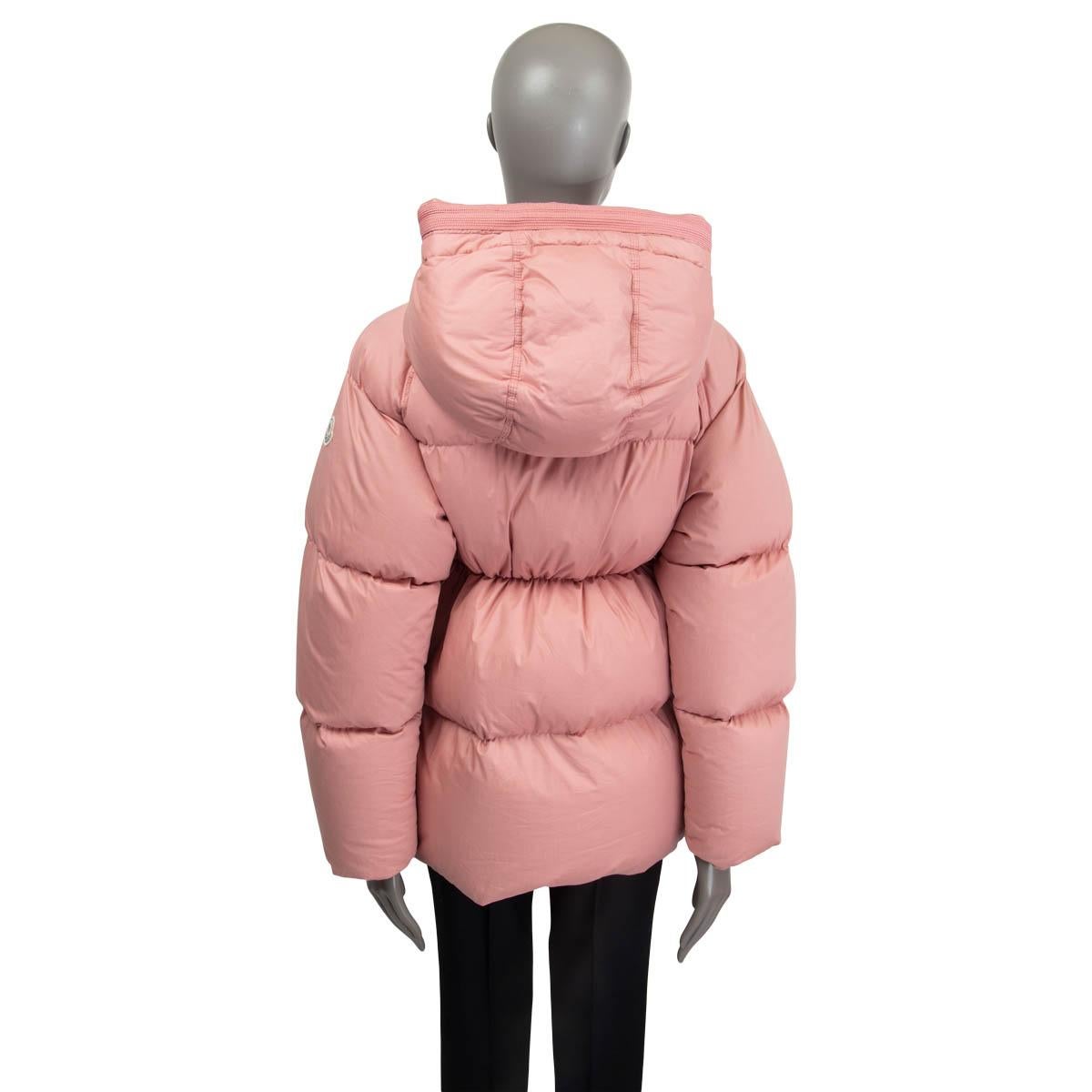 Beige MONCELR blush pink cotton NERIUM HOODED DOWN PUFFER Jacket 1 XS