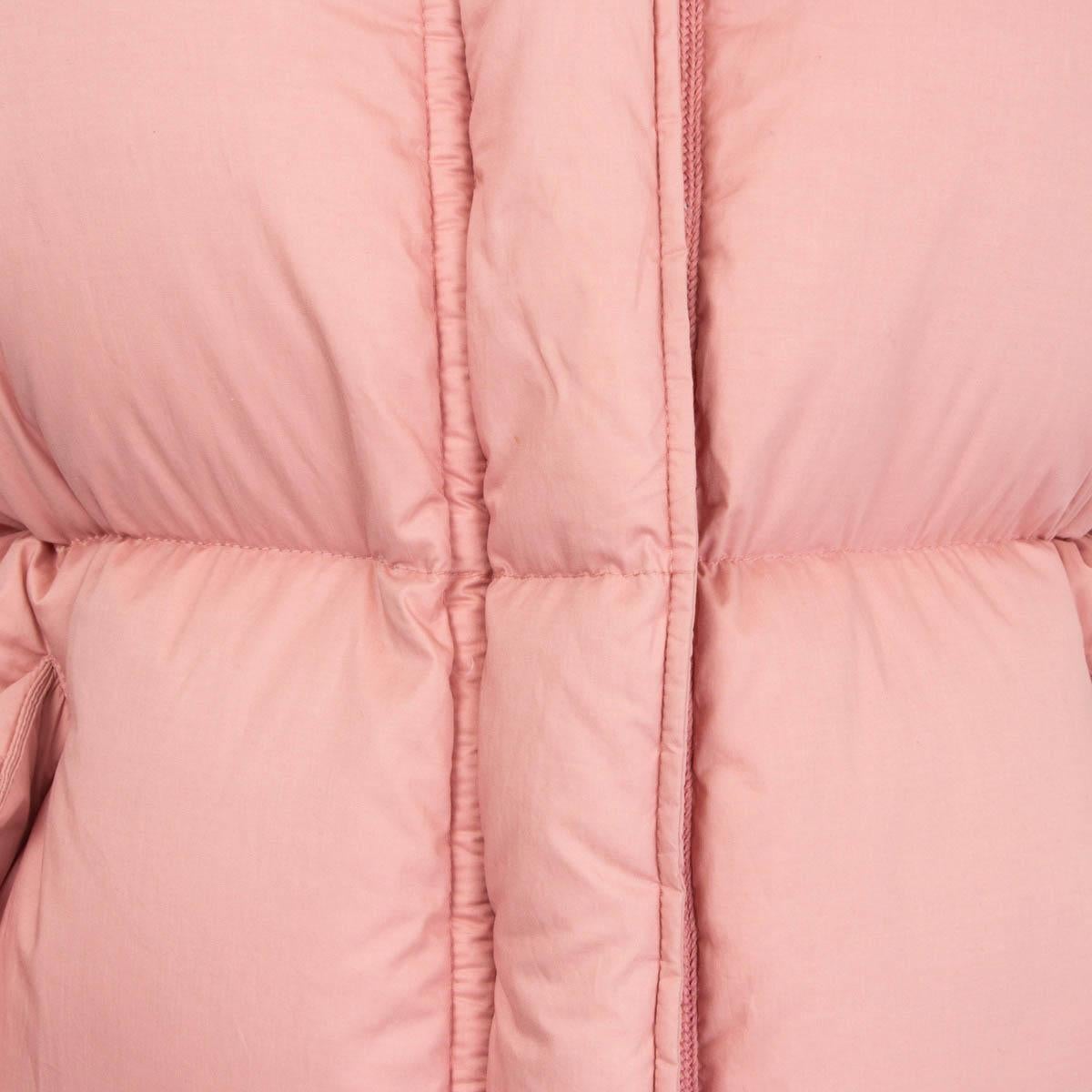 MONCELR blush pink cotton NERIUM HOODED DOWN PUFFER Jacket 1 XS In Excellent Condition In Zürich, CH