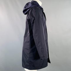 MONCLER 2016 Size M Reynaud Black Navy Polyamide Zip Snaps Coat