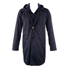 MONCLER 2016 Size M Reynaud Black Navy Polyamide Zip Snaps Coat