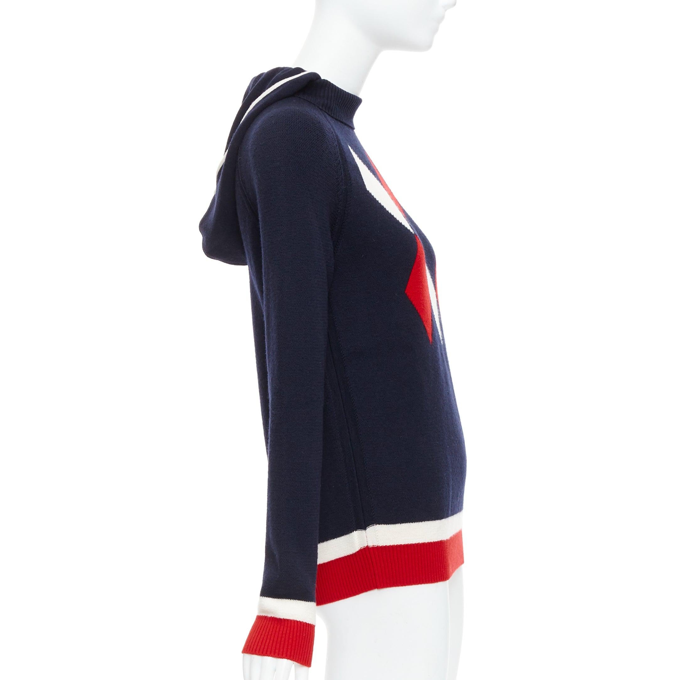 Moncler 2017 rouge navy white wool argyle turtleneck sweater top XS Excellent état - En vente à Hong Kong, NT