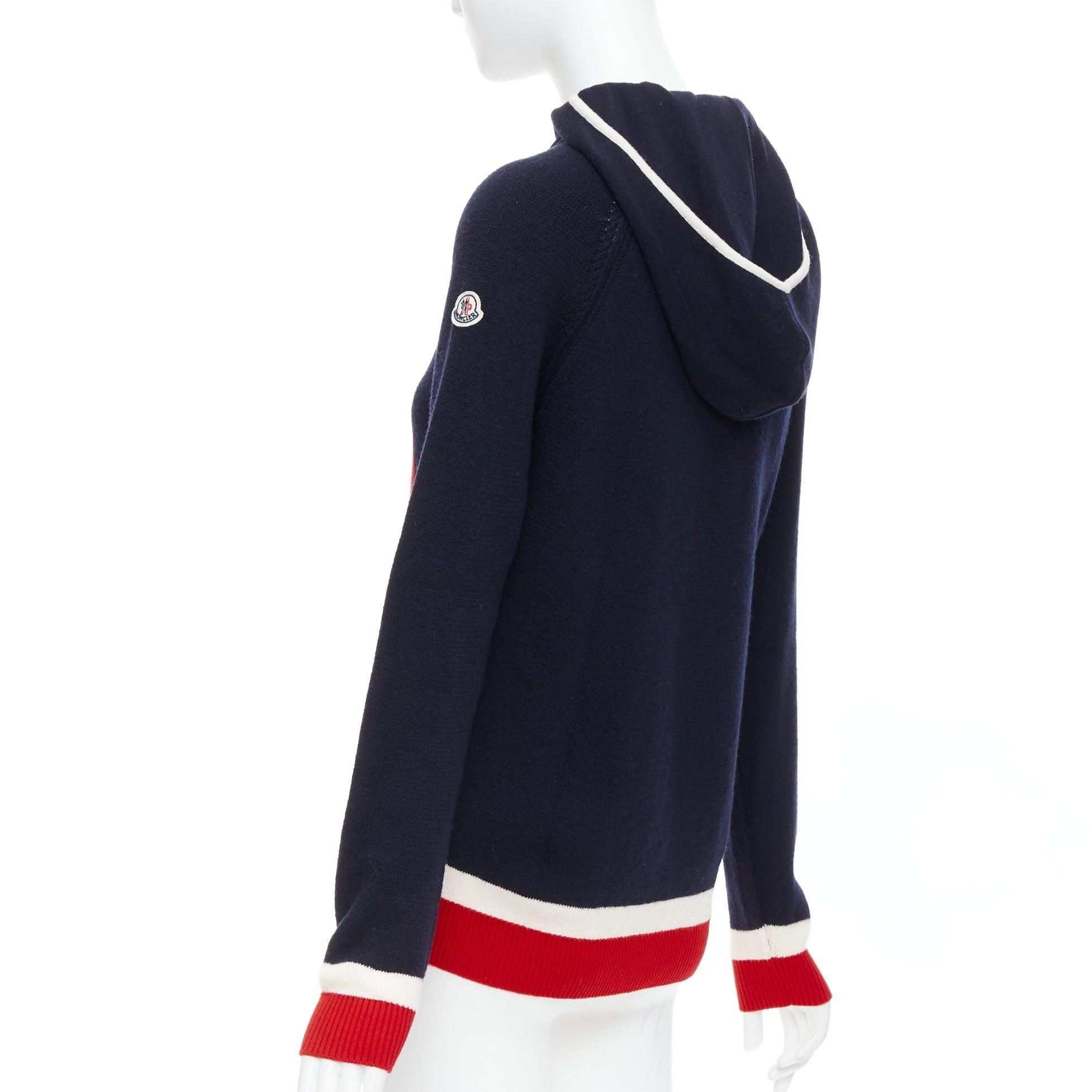 Moncler 2017 rouge navy white wool argyle turtleneck sweater top XS en vente 1