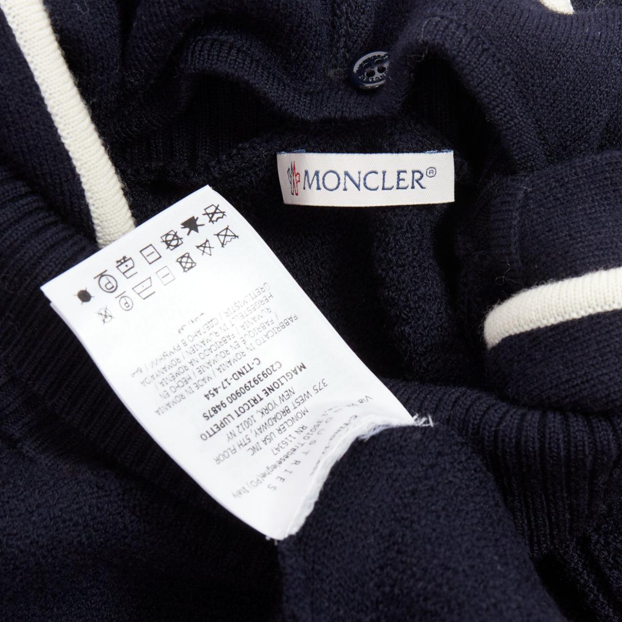 Moncler 2017 rouge navy white wool argyle turtleneck sweater top XS en vente 3