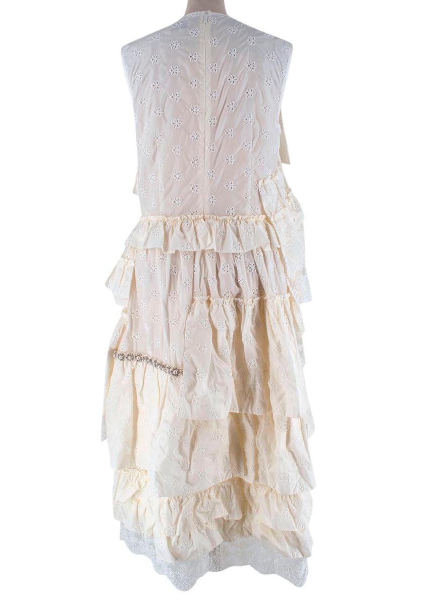Moncler 4 Simone Rocha Lace-trimmed broderie-anglaise ruffled dress - Size US 8 1