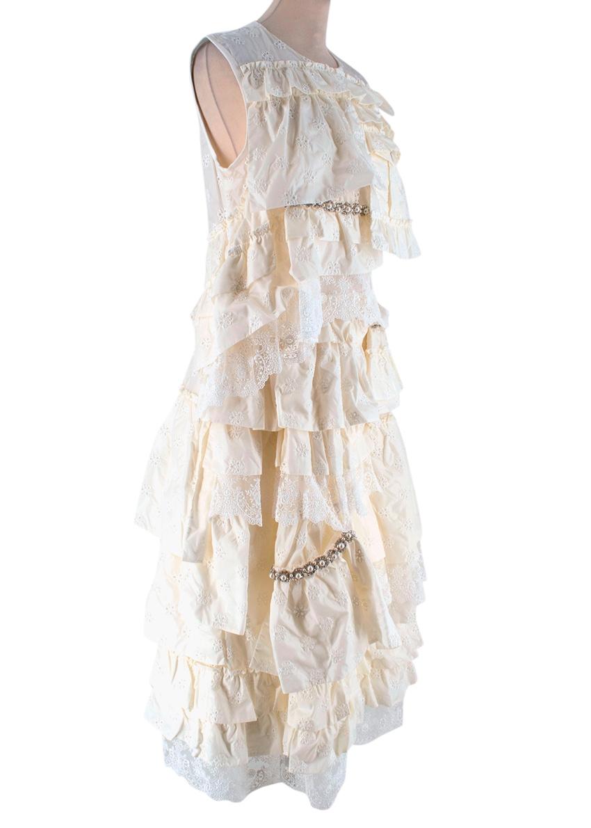 Moncler 4 Simone Rocha Lace-trimmed broderie-anglaise ruffled dress - Size US 8 2