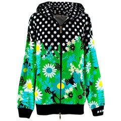 Moncler 8 Richard Quinn Black & Green Daisies Print Hoodie - Size Small