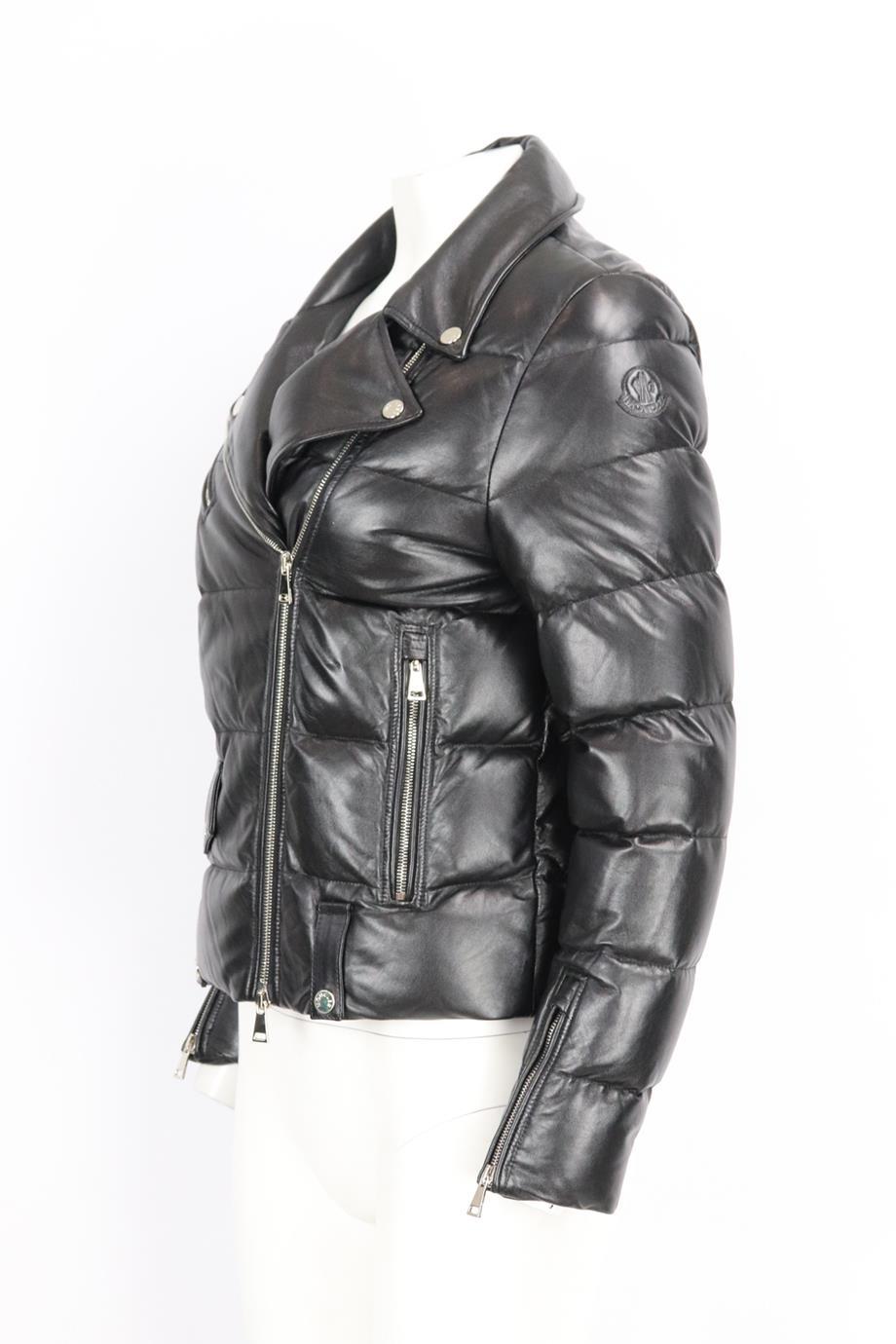 Moncler Adib Quilted Padded Leather Biker Jacket Uk 8 In Excellent Condition In London, GB