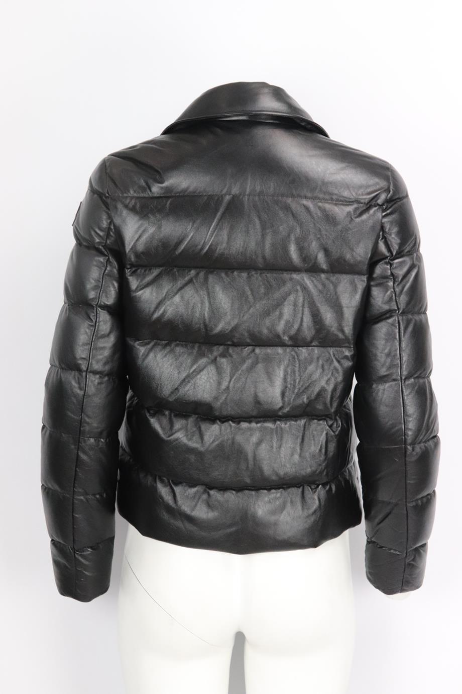 Women's Moncler Adib Quilted Padded Leather Biker Jacket Uk 8