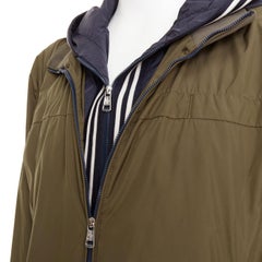MONCLER Albert Giubbotto green blue nylon layered hooded windbreaker Sz.3 L