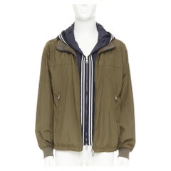MONCLER Albert Giubbotto green blue nylon layered hooded windbreaker Sz.3 L