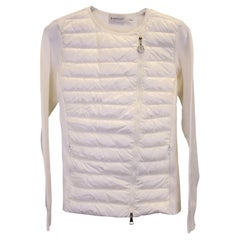 Moncler Asymmetrical Zipped Jacket in Cream Polyamide