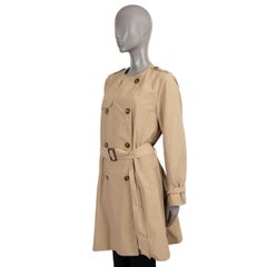 MONCLER beige cotton blend COLLARLESS TRENCH Coat Jacket 4 L