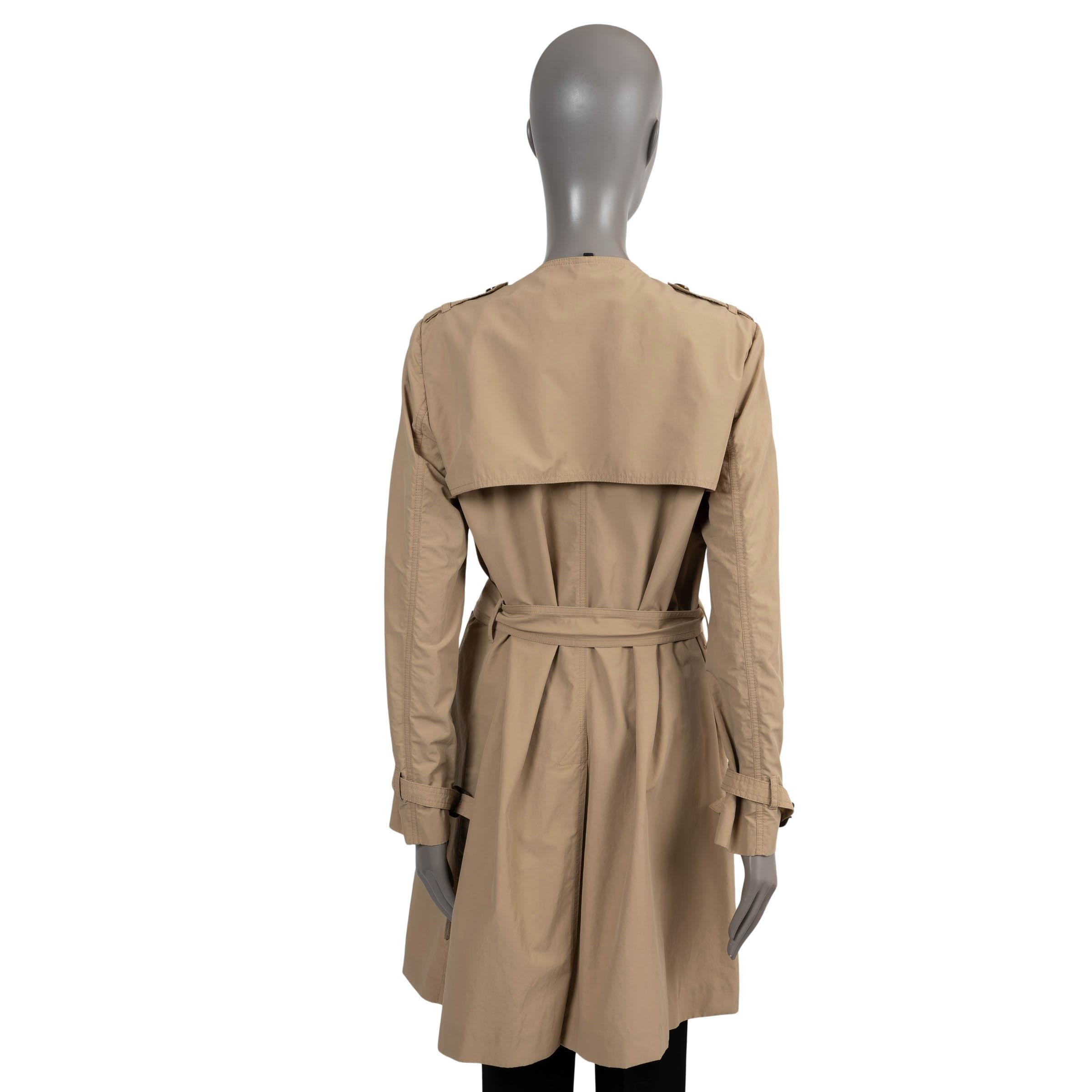 Beige MONCLER beige cotton blend COLLARLESS TRENCH Coat Jacket 4 L For Sale
