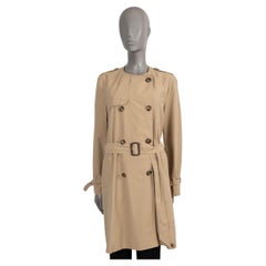 MONCLER beige cotton blend COLLARLESS TRENCH Coat Jacket 4 L