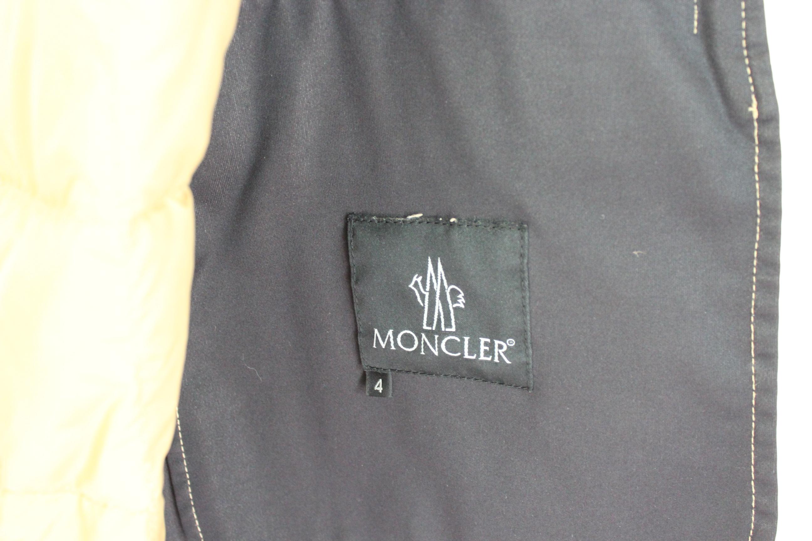 Moncler Beige Cotton Classic Long Waterprof Coat Down Padding Trench  3
